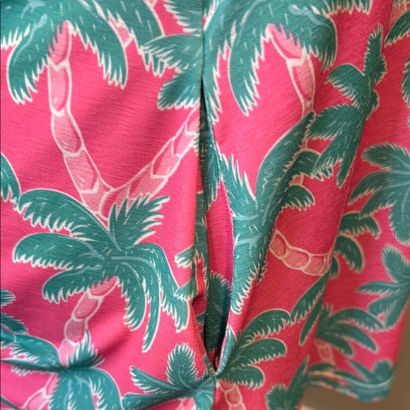 Simply Southern Small Pink Green Teal Relaxed Stretch Midi Palm Tree Print Midi - Picture 3 of 5
